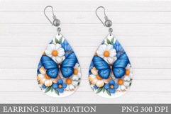 Butterfly Earring Sublimation. Flowers Earring Design Product Image 1