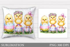 Easter Chick Pillow Sublimation. Easter Pillow Design Product Image 1