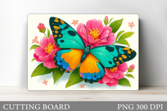 Butterfly Cutting Board. Flowers Cutting Board Sublimation Product Image 1