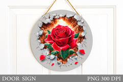 Rose Door Sign Sublimation. Flowers Door Sign Design Product Image 1