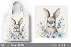 Cute Bunny Tote Bag Design. Bunny Sublimation Product Image 1