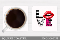Love Coaster Sublimation. Valentines Coaster Design Product Image 1
