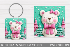 Christmas Bear Keychain. Cute Winter Bear Keychain Product Image 1