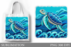 Sea Turtle Tote Bag Sublimation. Turtle Sublimation Product Image 1