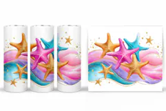 Starfish Tumbler Sublimation. Seashell Tumbler Wrap Design Product Image 2