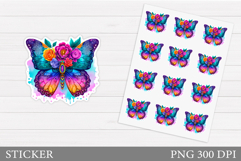Butterfly Sticker Design. Butterfly Flowers Sticker Product Image 1