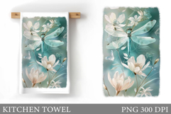 Dragonfly Kitchen Towel. Dragonfly Sublimation Product Image 1