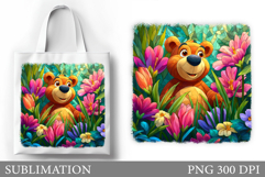 Cute Bear Tote Bag Design. Bear Sublimation Product Image 1