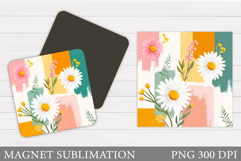 Daisy Flowers Magnet. Flowers Square Magnet Design Product Image 1