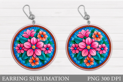 Flowers Earring Design. Floral Earring Sublimation Product Image 1
