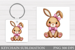 Cute Bunny Keychain. Spring Bunny Keychain Sublimation Product Image 1