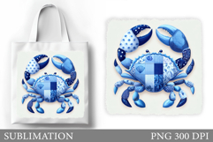 Patchwork Crab Tote Bag Design. Patchwork Crab Sublimation Product Image 1