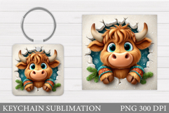 Cute Cow Keychain Design. Cute Cow Sublimation Product Image 1