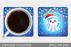 Christmas Ghost Coaster. Christmas Coaster Sublimation Product Image 1