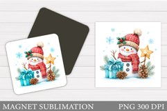 Snowman Magnet Sublimation. Christmas Magnet Design Product Image 1