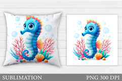 Seahorse Pillow Sublimation. Seahorse Sublimation Product Image 1