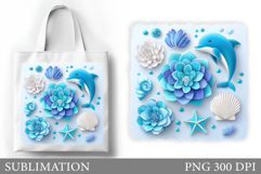 Cute Dolphin Tote Bag Design. Dolphin Sublimation Product Image 1