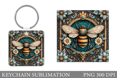 Bee Keychain Design. Bee Sublimation Product Image 1