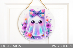 Cute Ghost Door Sign Sublimation. Halloween Door Sign Design Product Image 1