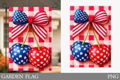 Patriotic Cherry Garden Flag. Patriotic Garden Flag Design Product Image 1