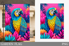 Parrot Garden Flag Design. Bird Garden Flag Sublimation Product Image 1