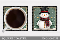 Cute Snowman Coaster. Christmas Coaster Sublimation Product Image 1