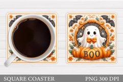Cute Ghost Coaster Design. Halloween Sublimation Product Image 1