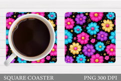 Flowers Coaster Design. Floral Coaster Sublimation Product Image 1