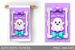 Cute Ghost Kitchen Towel. Halloween Kitchen Towel Design Product Image 1