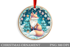 Cute Fox Christmas Ornament. Christmas Ornament Sublimation Product Image 1