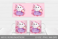 Cute Ghost Mug Design. Cute Halloween Mug Sublimation Product Image 1