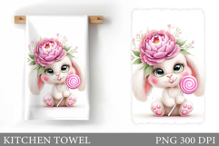 Cute Bunny Kitchen Towel Design. Cute Bunny Sublimation Product Image 1