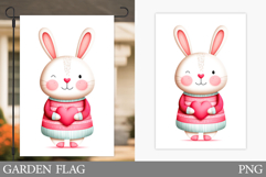 Valentines Bunny Garden Flag. Valentines Garden Flag Design Product Image 1