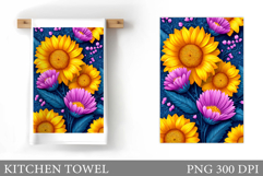 Flowers Kitchen Towel. Floral Kitchen Towel Sublimation Product Image 1