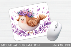 Cute Bird Mouse Pad Design. Spring Mouse Pad Sublimation Product Image 1