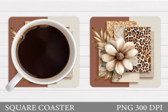 Floral Coaster Design. Flowers Coaster Sublimation Product Image 1