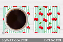 Cherry Coaster Sublimation. Berries Coaster Design Product Image 1