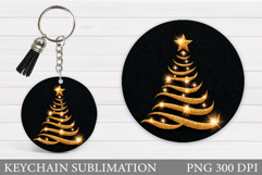 Christmas Tree Keychain Sublimation. Winter Keychain Design Product Image 1