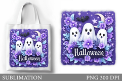 Cute Ghost Tote Bag Design. Cute Halloween Sublimation Product Image 1