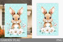 Summer Bunny Garden Flag. Summer Garden Flag Sublimation Product Image 1