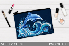 Dolphin Makeup Bag Sublimation. Dolphin Cosmetics Bag Design Product Image 1
