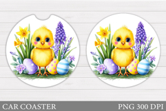 Easter Chick Car Coaster. Easter Car Coaster Sublimation Product Image 1