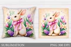 Cute Bunny Pillow Design. Cute Bunny Sublimation Product Image 1