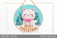 Christmas Cat Door Sign. Christmas Door Sign Sublimation Product Image 1