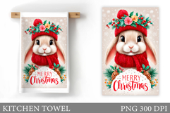 Christmas Bunny Kitchen Towel. Christmas Kitchen Towel Product Image 1