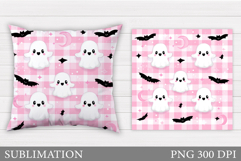 Cute Ghost Pillow Design. Cute Ghost Sublimation Product Image 1