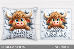 Christmas Cow Pillow. Christmas Pillow Sublimation Product Image 1