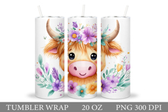 Cute Cow Tumbler Design. Cow Tumbler Sublimation Product Image 1