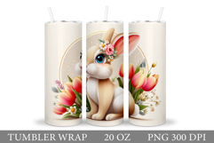 Cute Bunny Tumbler Design. Bunny Flowers Tumbler Sublimation Product Image 1