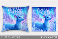 Christmas Deer Pillow Design. Christmas Pillow Sublimation Product Image 1
